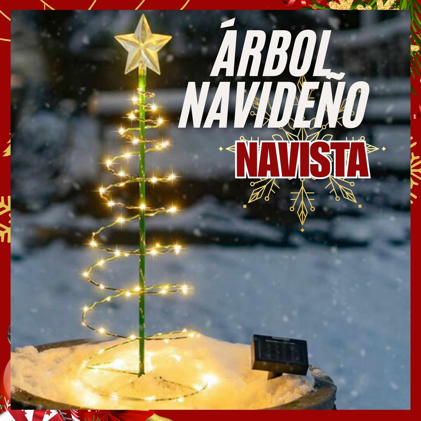 ÁRBOL NAVIDEÑO EN ESPIRAL LUCES LED CON ENERGÍA SOLAR | NAVISTA™