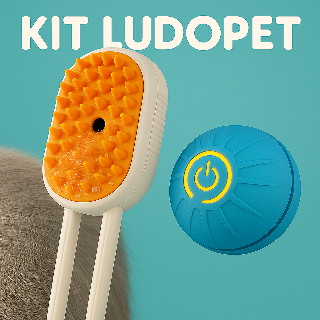 PELOTA SALTARINA + CEPILLO MASAJEADOR 3 EN 1 | KIT LUDOPET™