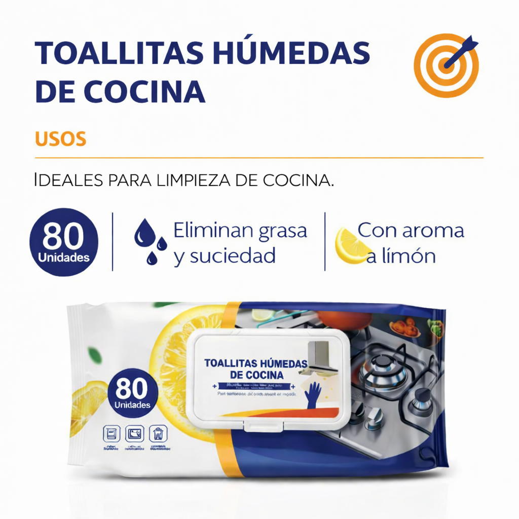 80 TOALLITAS DE COCINA QUITA GRASA | CLEAN™