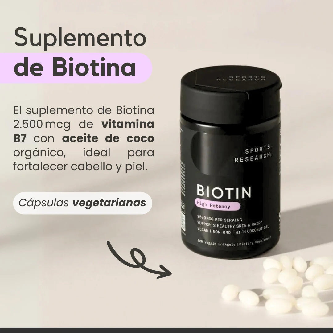 SUPLEMENTO BIOTINA CABELLO ENERGÍA Y PIEL MÁS SALUDABLE | VITAGLOW ™