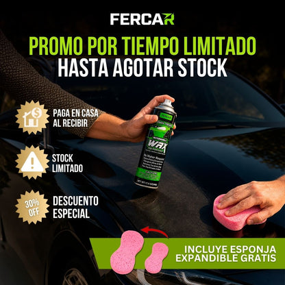 CERA EN SPRAY PARA AUTOS + ESPONJA EXPANDIBLE | FERCAR™