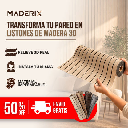 3 METROS PAPEL DECORATIVO MADERA 3D | MADERIX™