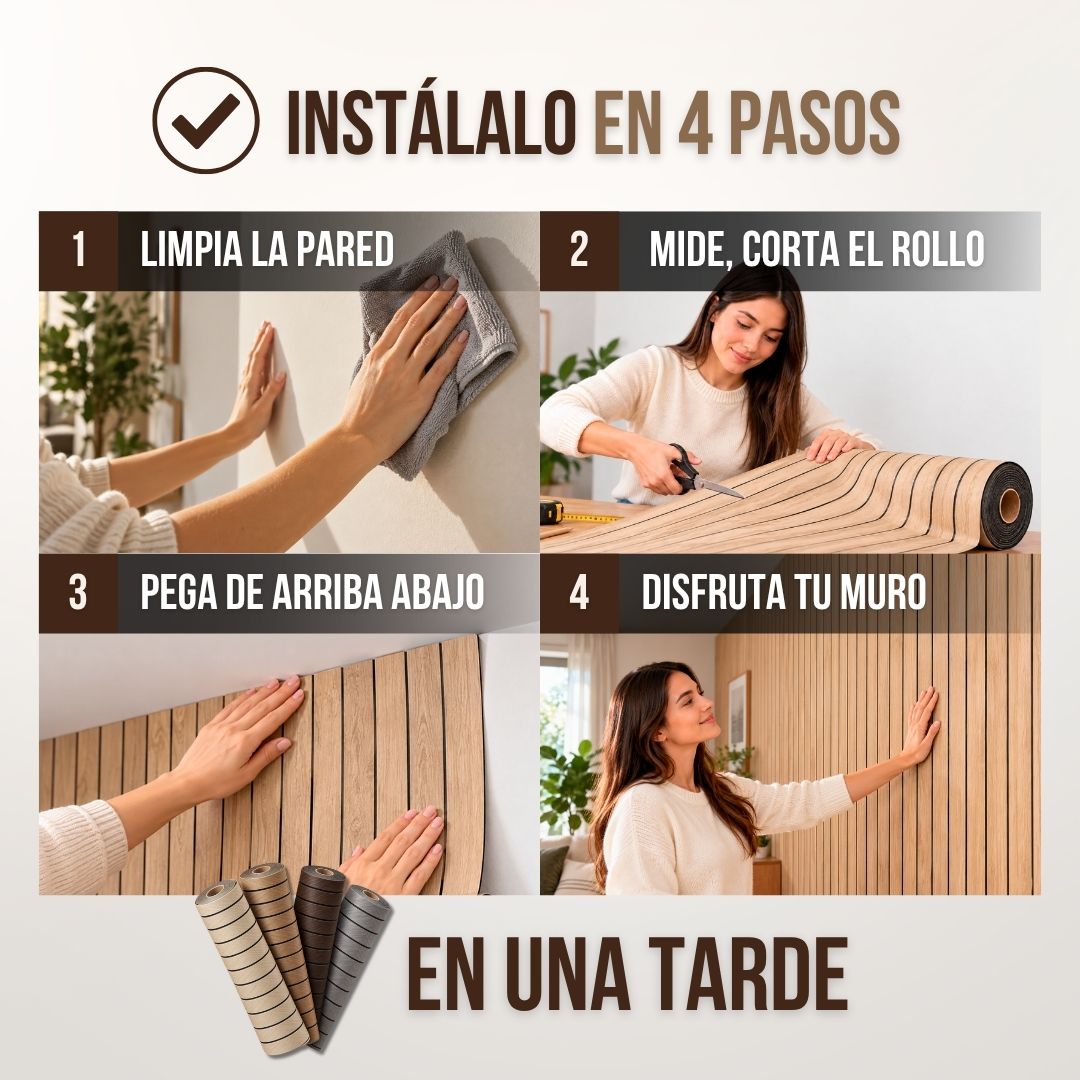3 METROS PAPEL DECORATIVO MADERA 3D | MADERIX™