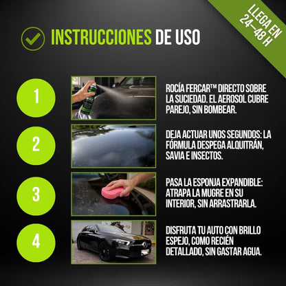 CERA EN SPRAY PARA AUTOS + ESPONJA EXPANDIBLE | FERCAR™