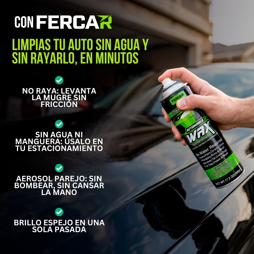CERA EN SPRAY PARA AUTOS + ESPONJA EXPANDIBLE | FERCAR™