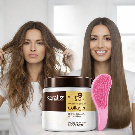 KIT MASCARILLA CAPILAR CON CEPILLO ANTIFRIZZ | KERALISS™