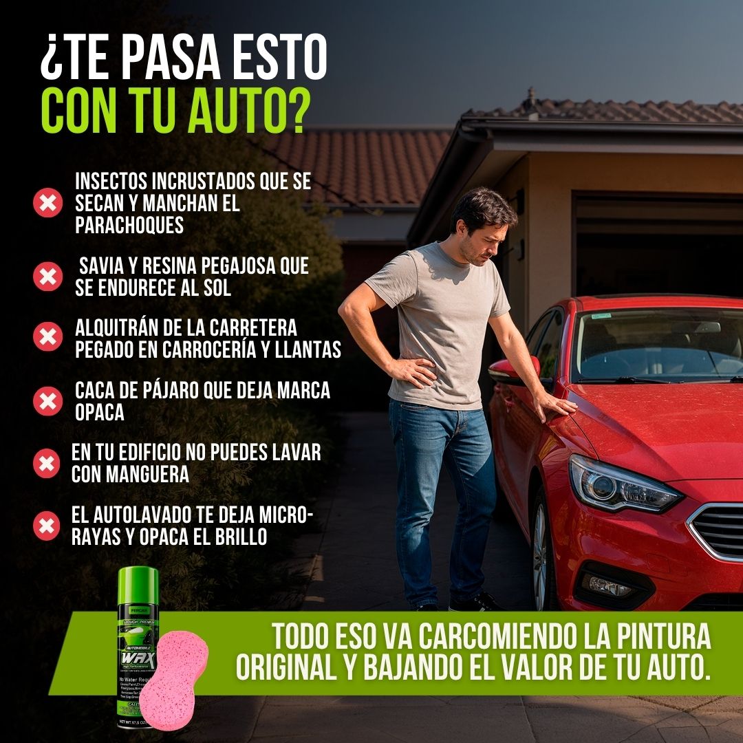 CERA EN SPRAY PARA AUTOS + ESPONJA EXPANDIBLE | FERCAR™