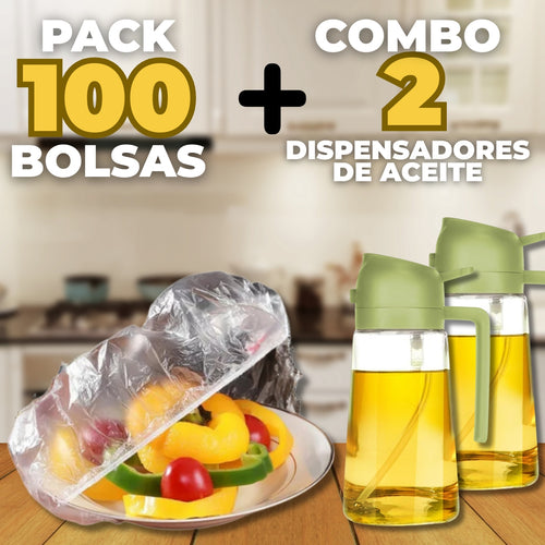 BOLSAS PARA ALMACENAR ALIMENTOS + 2 DISPENSADORES DE ACEITE | SET ÉLITE™