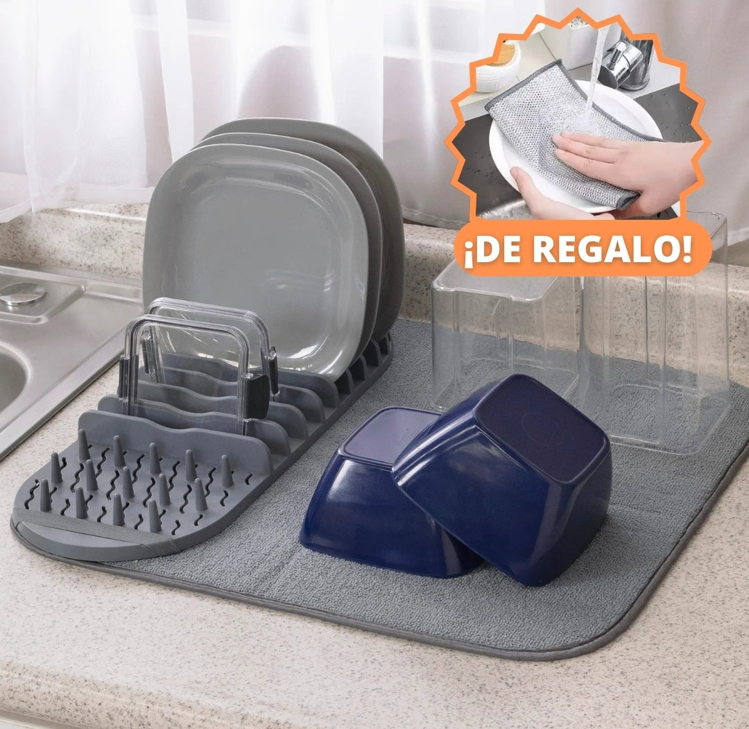 ESCURRIDOR DE PLATOS + 5 PAÑOS DE ALAMBRE GRATIS | SEKAR™