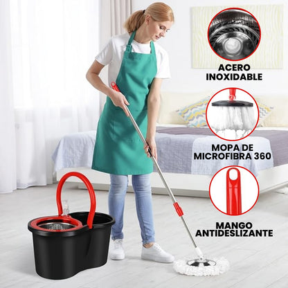 MOPA GIRATORIA 360° CON BALDE ESCURRIDOR | CLENZA™