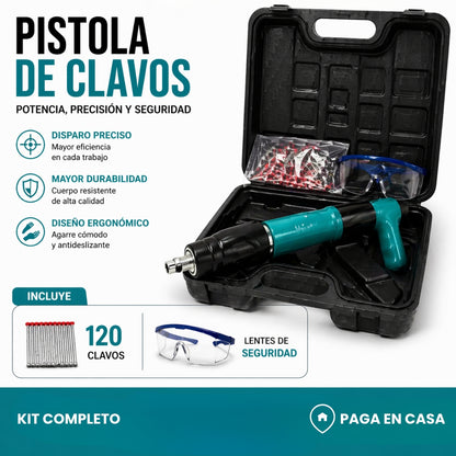 PISTOLA DE CLAVOS + CLAVOS + LENTES DE SEGURIDAD 🎁 | FIJAMAX™