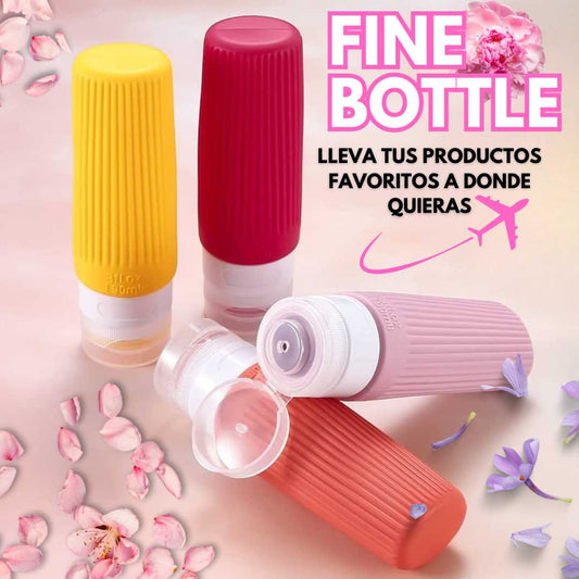 MODERNO SET DE CUATRO BOTELLAS DE SILICONA IDEAL PARA VIAJAR | FINE BOTTLE