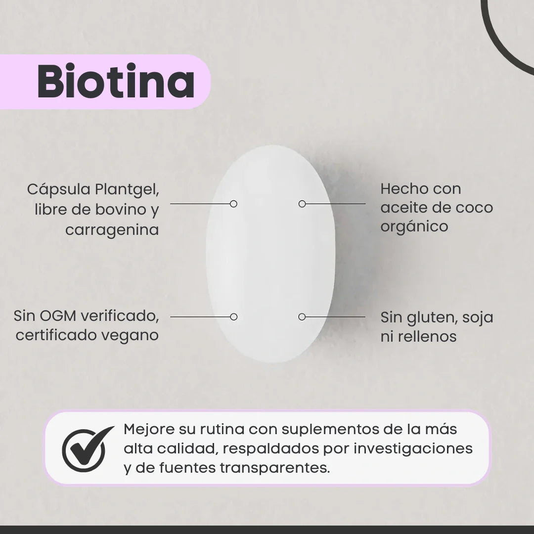 SUPLEMENTO BIOTINA CABELLO ENERGÍA Y PIEL MÁS SALUDABLE | VITAGLOW ™