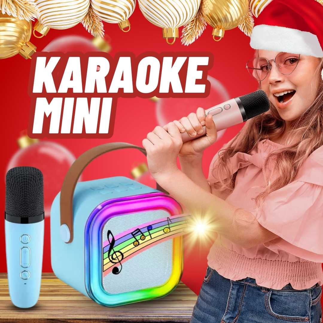 DIVERTIDA MINI MÁQUINA DE KARAOKE CON DOS MICRÓFONOS INALÁMBRICOS | KARAOKE MINI™
