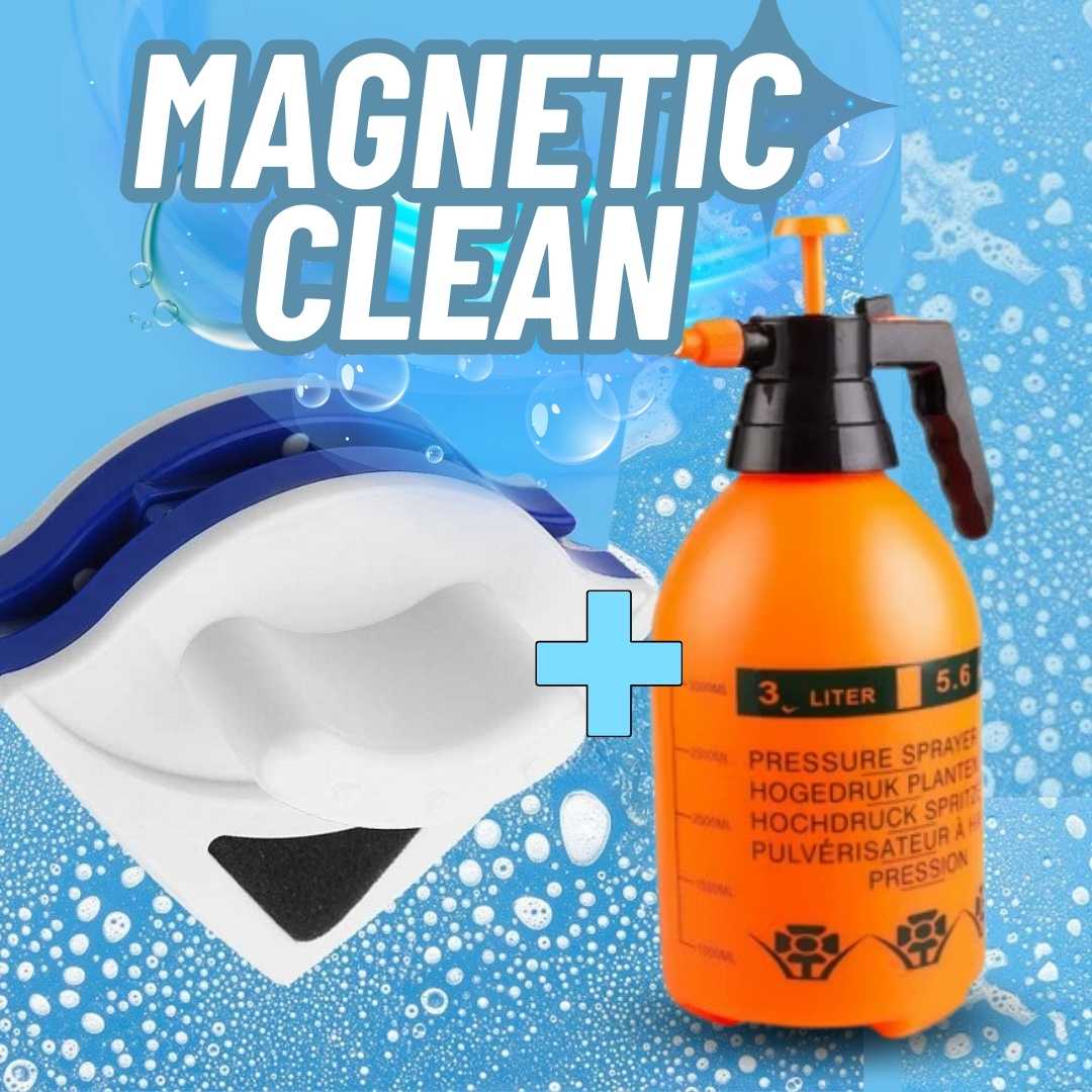 EXCELENTE LIMPIADOR DE VENTANAS CON DOBLE CARA MAGNETICA + PULVERIZADOR | MAGNETIC CLEAN™