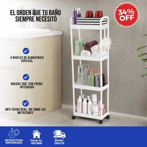 RACK ORGANIZADOR PARA BAÑO DE 4 NIVELES | ORDENIX™