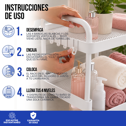 RACK ORGANIZADOR PARA BAÑO DE 4 NIVELES | ORDENIX™