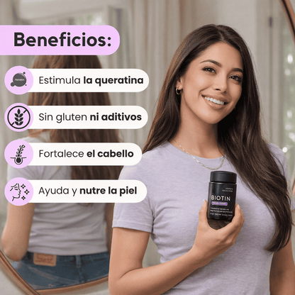 SUPLEMENTO BIOTINA CABELLO ENERGÍA Y PIEL MÁS SALUDABLE | VITAGLOW ™