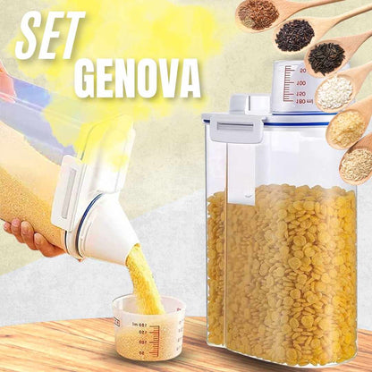 SET CONTENEDORES PRÁCTICA Y RESISTENTE CON TAZA MEDIDORA | GÉNOVA™