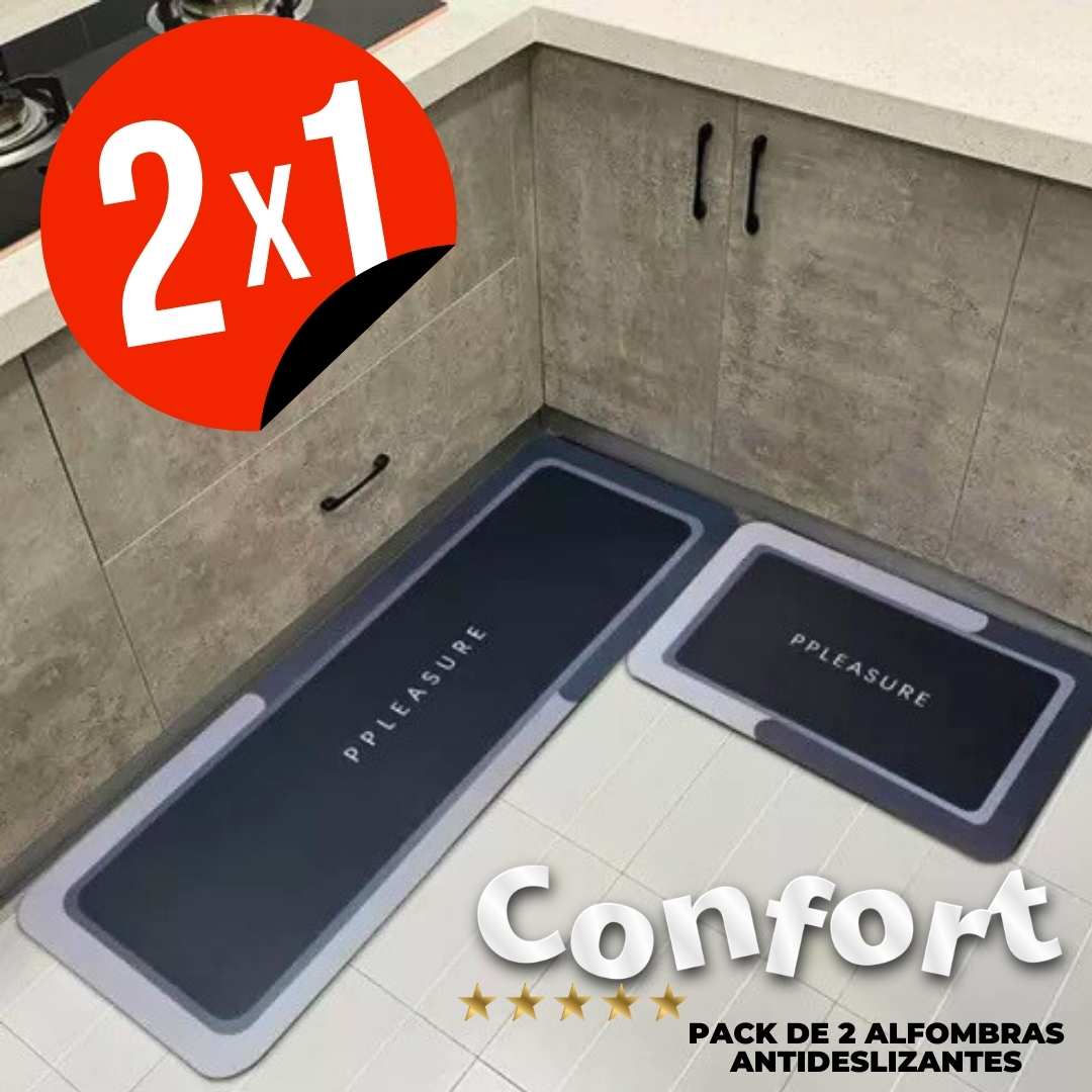 MODERNA ALFOMBRA ANTIDESLIZANTE CON SOPORTE ANTI FATIGA LLEVA 2 Y PAGA 1 | CONFORT™