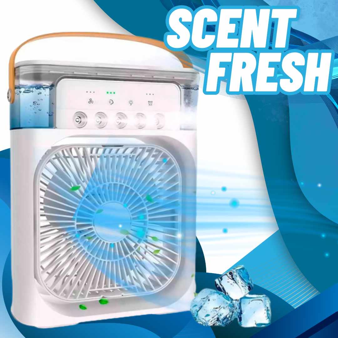 EXCELENTE MINI VENTILADOR Y HUMIDIFICADOR + 12 ESENCIAS DE REGALO | SCENT FRESH™